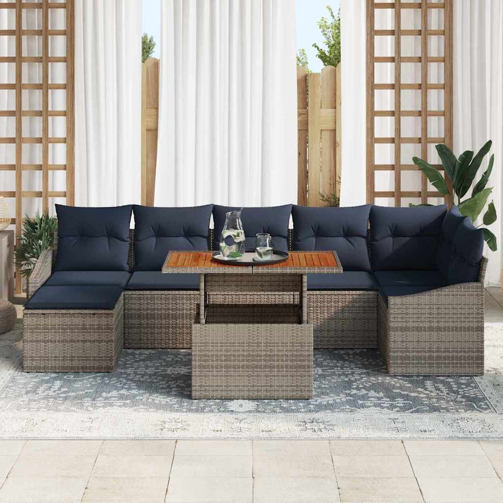 Ensemble de canapé de jardin 8 pcs Gris Poly rotin - XIOS