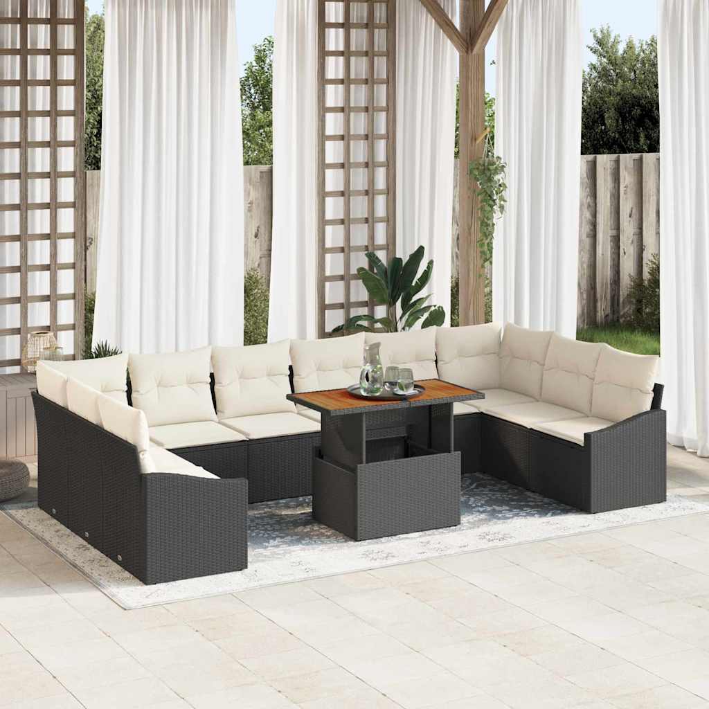 Ensemble de canapé de jardin 11 pcs Noir Poly rotin - XIOS