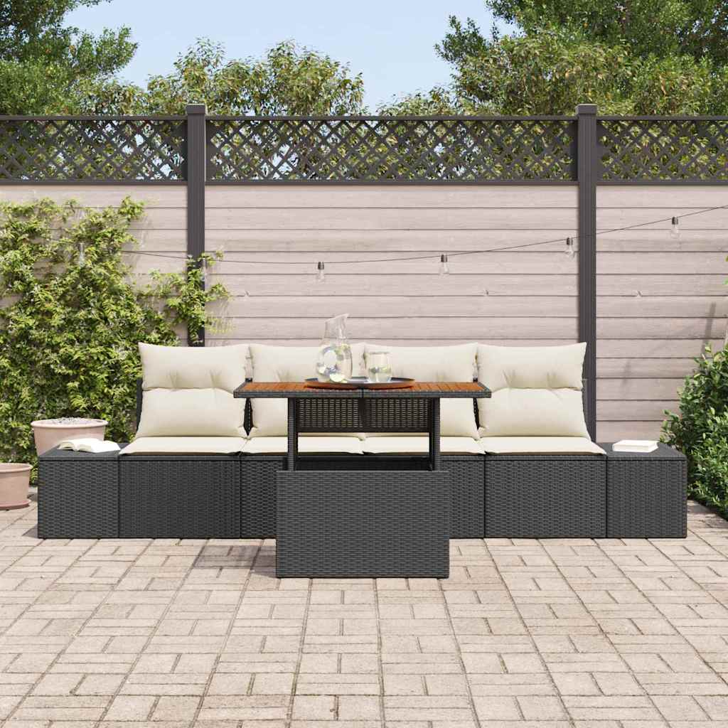 Ensemble de canapé de jardin 5 pcs Noir Poly rotin - XIOS