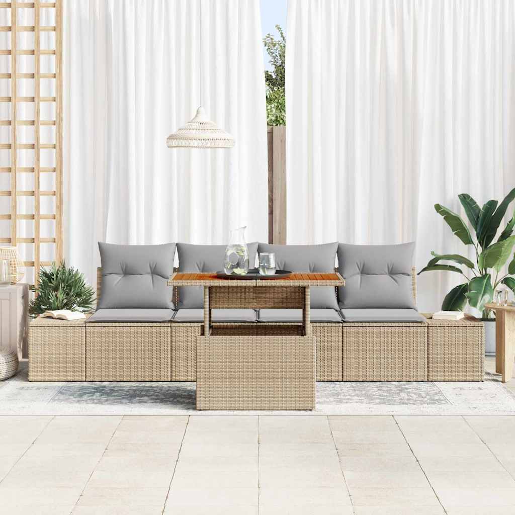 Ensemble de canapé de jardin 5 pcs Beige Poly rotin - XIOS