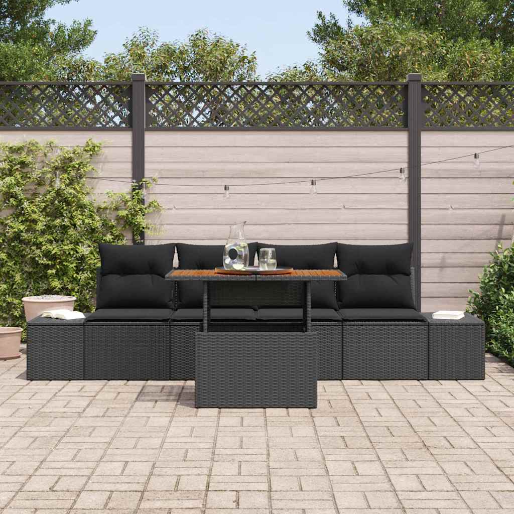 Ensemble de canapé de jardin 5 pcs Noir Poly rotin - XIOS