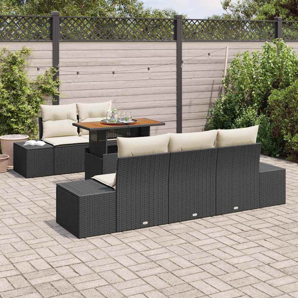 Ensemble de canapé de jardin 6 pcs Noir Poly rotin - XIOS