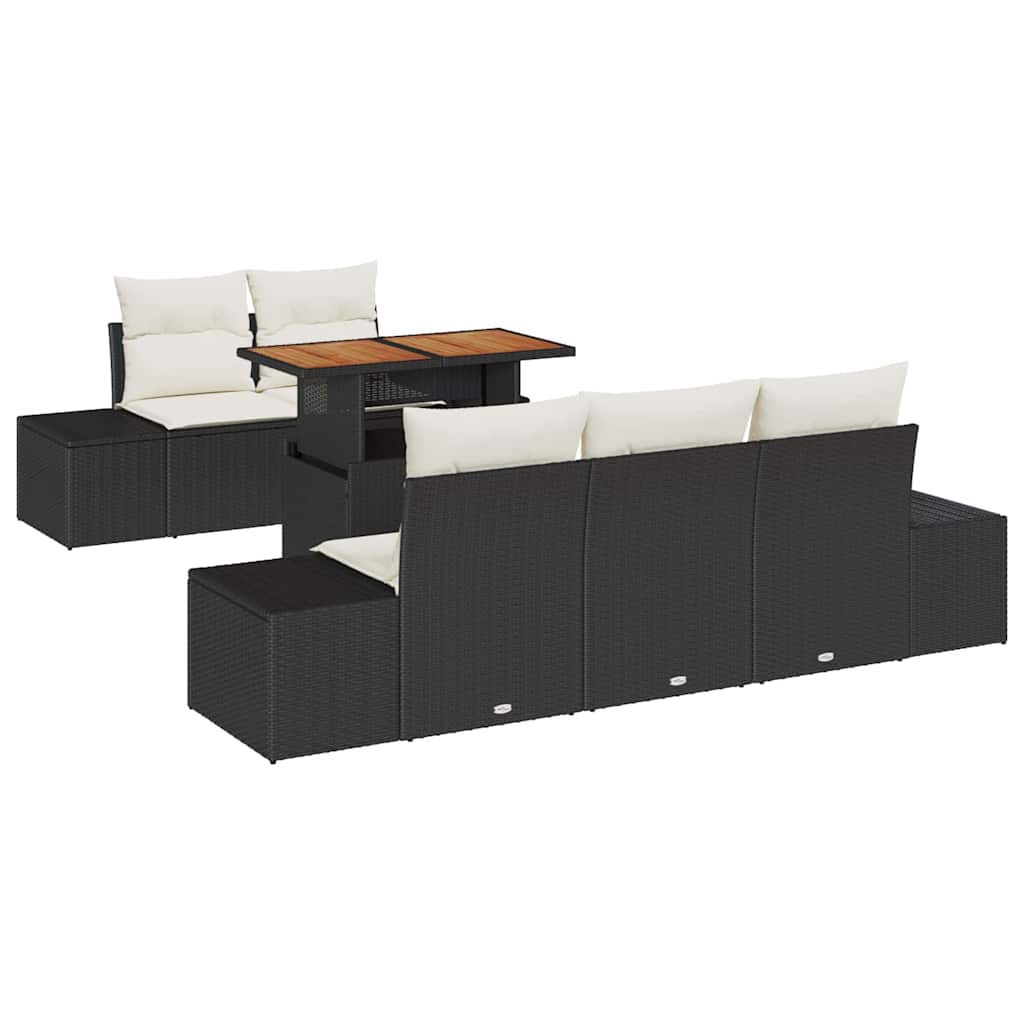 Ensemble de canapé de jardin 6 pcs Noir Poly rotin - XIOS