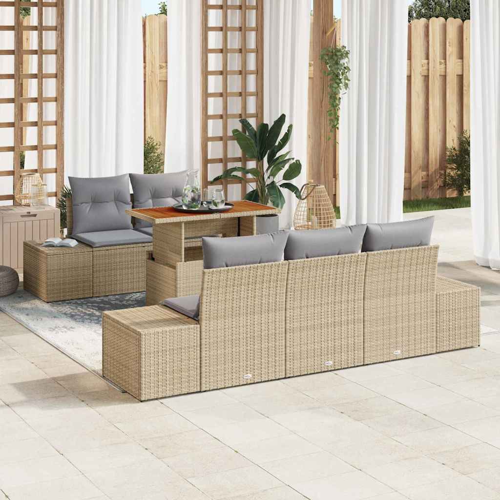 Ensemble de canapé de jardin 6 pcs Beige Poly rotin - XIOS