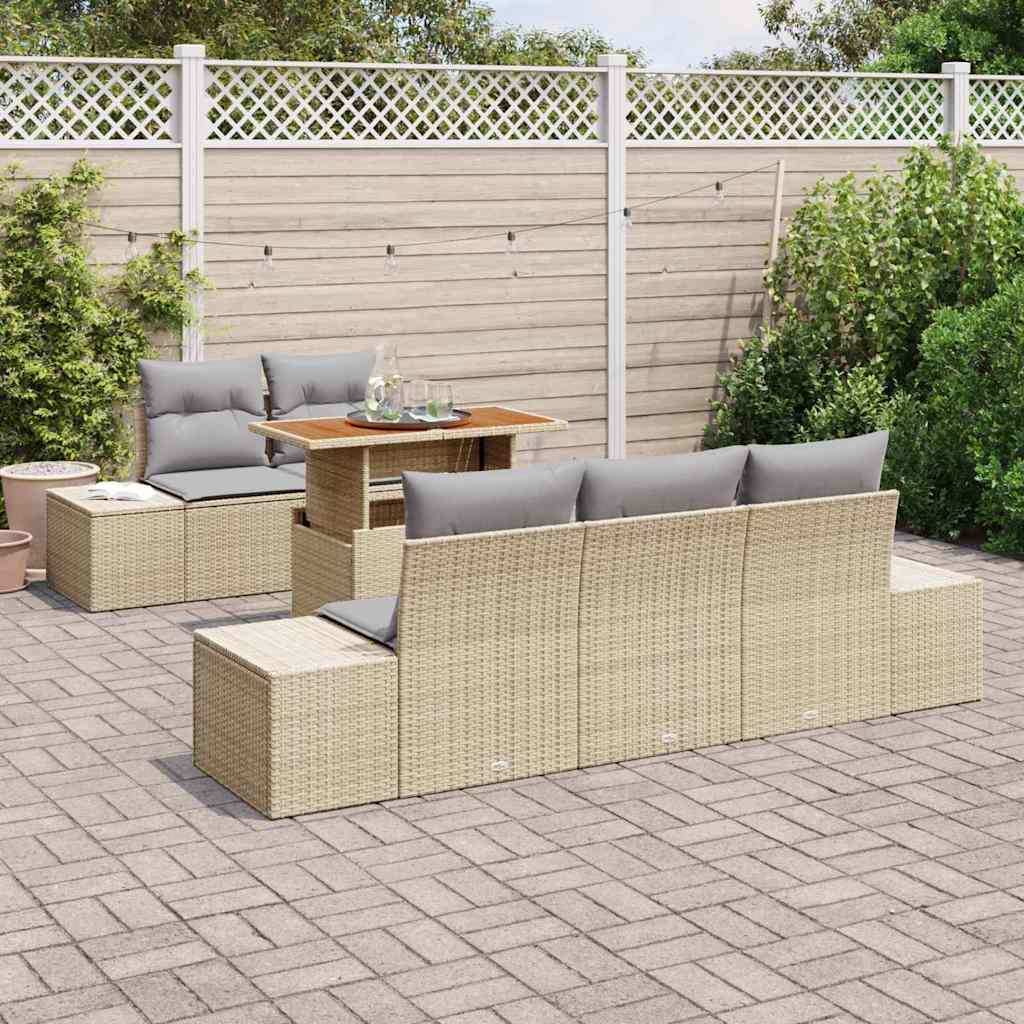 Ensemble de canapé de jardin 6 pcs Beige Poly rotin - XIOS