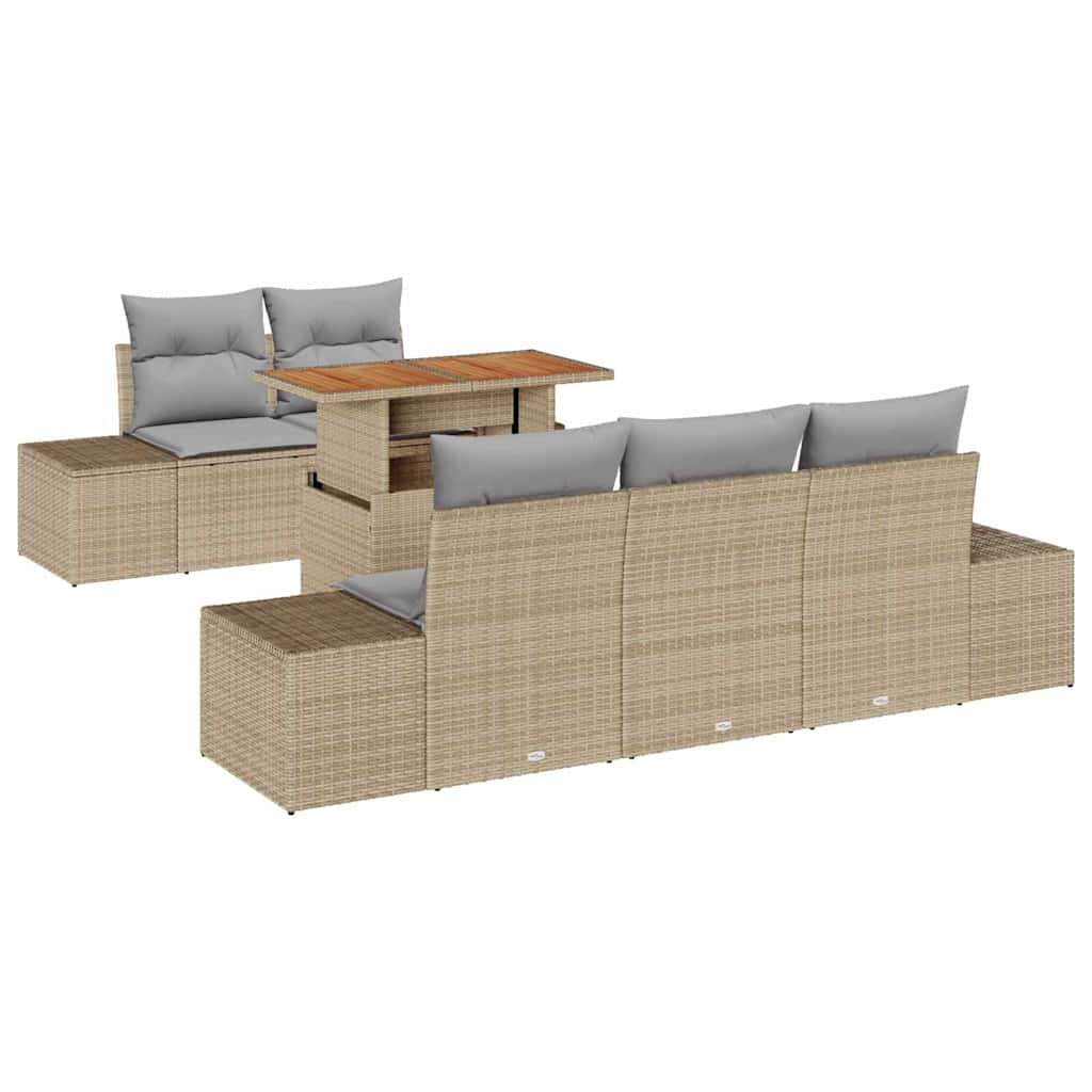 Ensemble de canapé de jardin 6 pcs Beige Poly rotin - XIOS