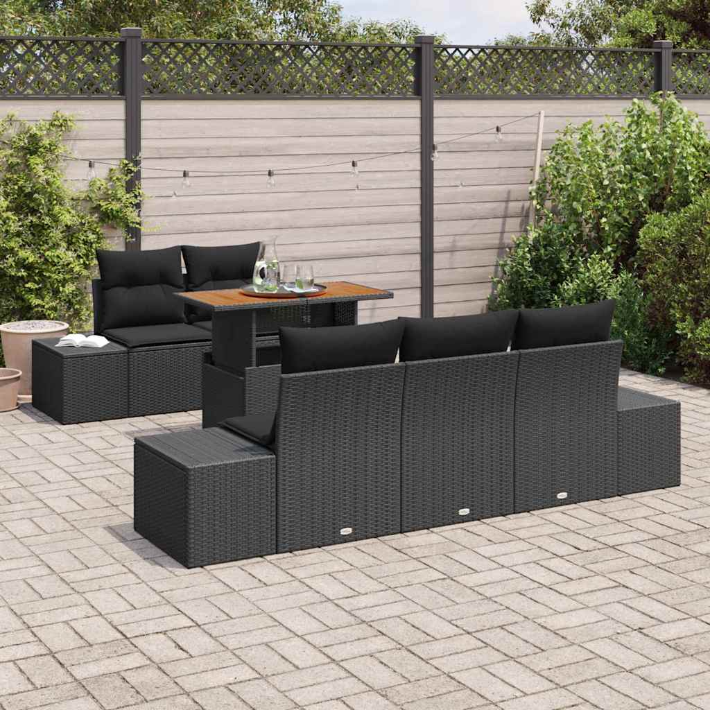 Ensemble de canapé de jardin 6 pcs Noir Poly rotin - XIOS