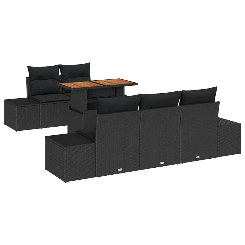 Ensemble de canapé de jardin 6 pcs Noir Poly rotin - XIOS