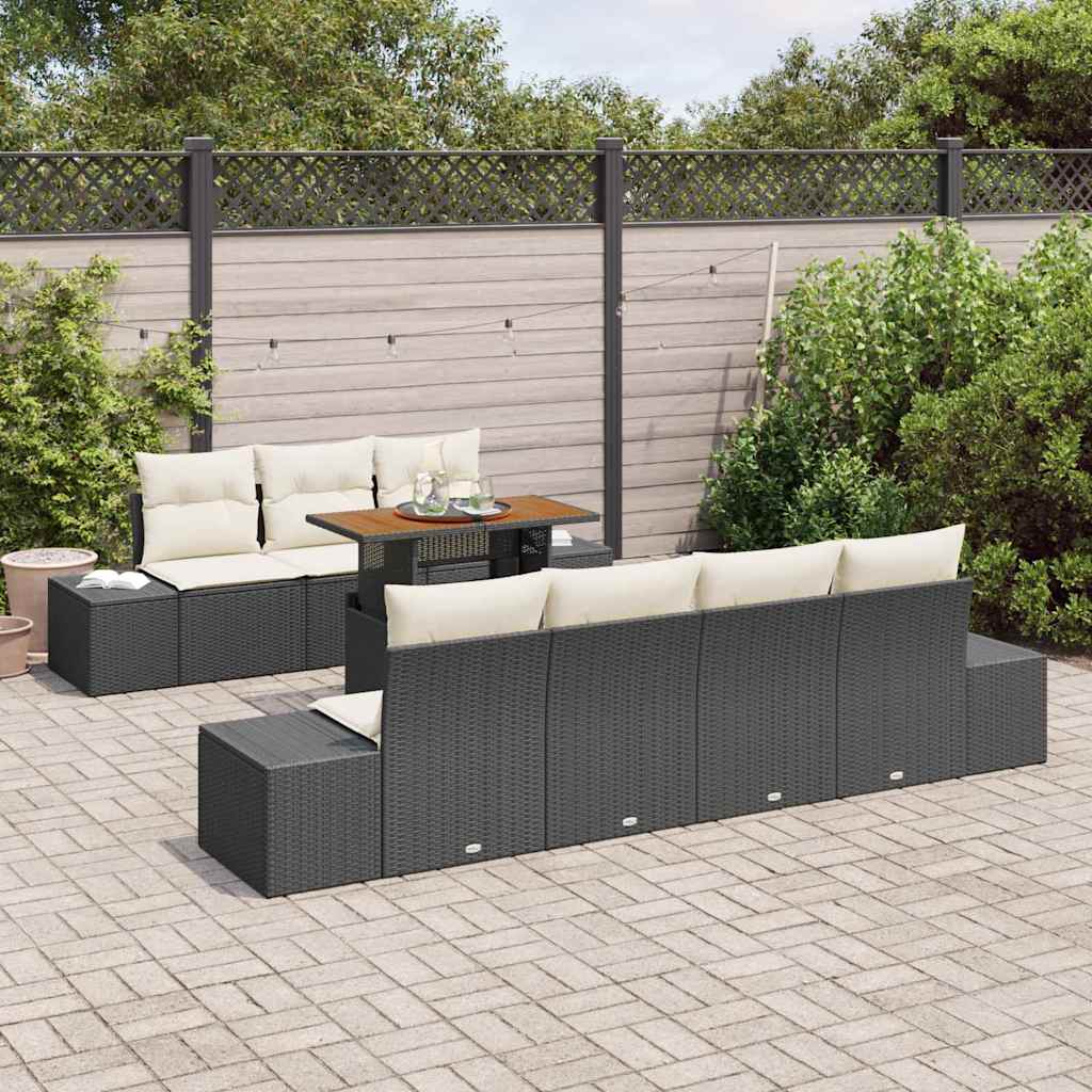 Ensemble de canapé de jardin 8 pcs Noir Poly rotin - XIOS