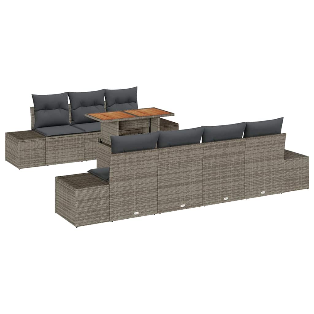 Ensemble de canapé de jardin 8 pcs Gris Poly rotin - XIOS