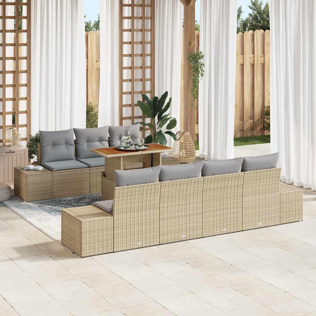 Ensemble de canapé de jardin 8 pcs Beige Poly rotin - XIOS