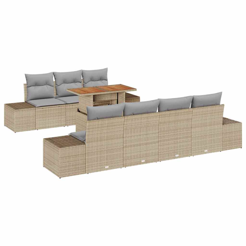 Ensemble de canapé de jardin 8 pcs Beige Poly rotin - XIOS