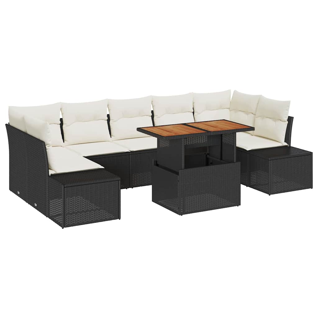Ensemble de canapé de jardin 8 pcs Noir Poly rotin - XIOS