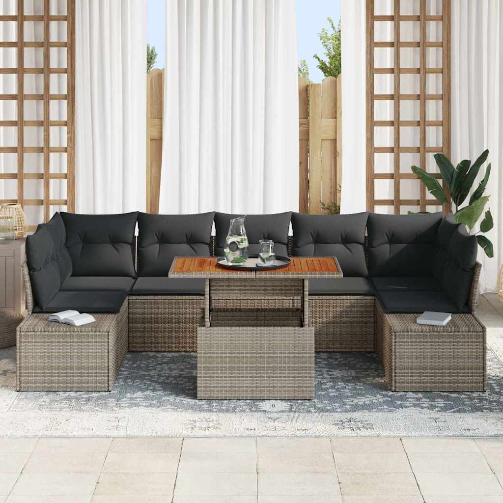 Ensemble de canapé de jardin 8 pcs Gris Poly rotin - XIOS