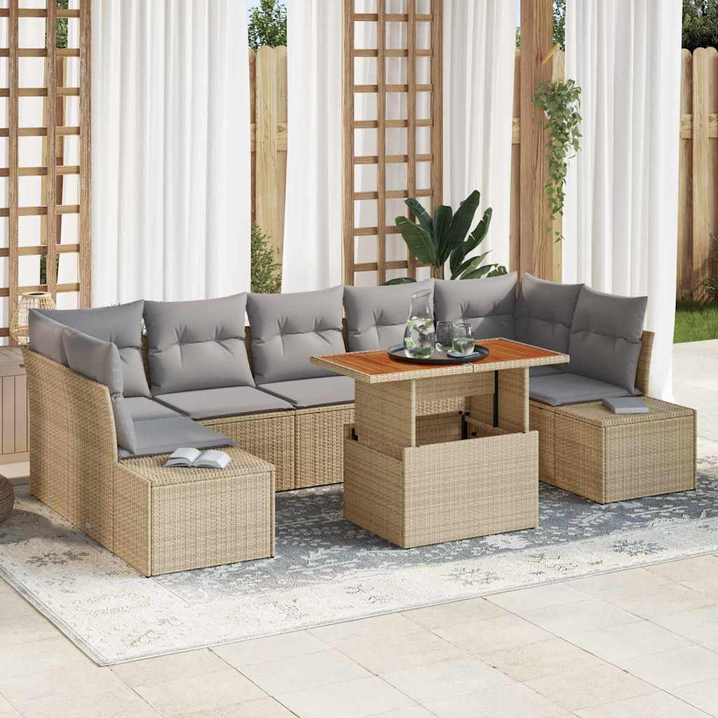 Ensemble de canapé de jardin 8 pcs Beige Poly rotin - XIOS