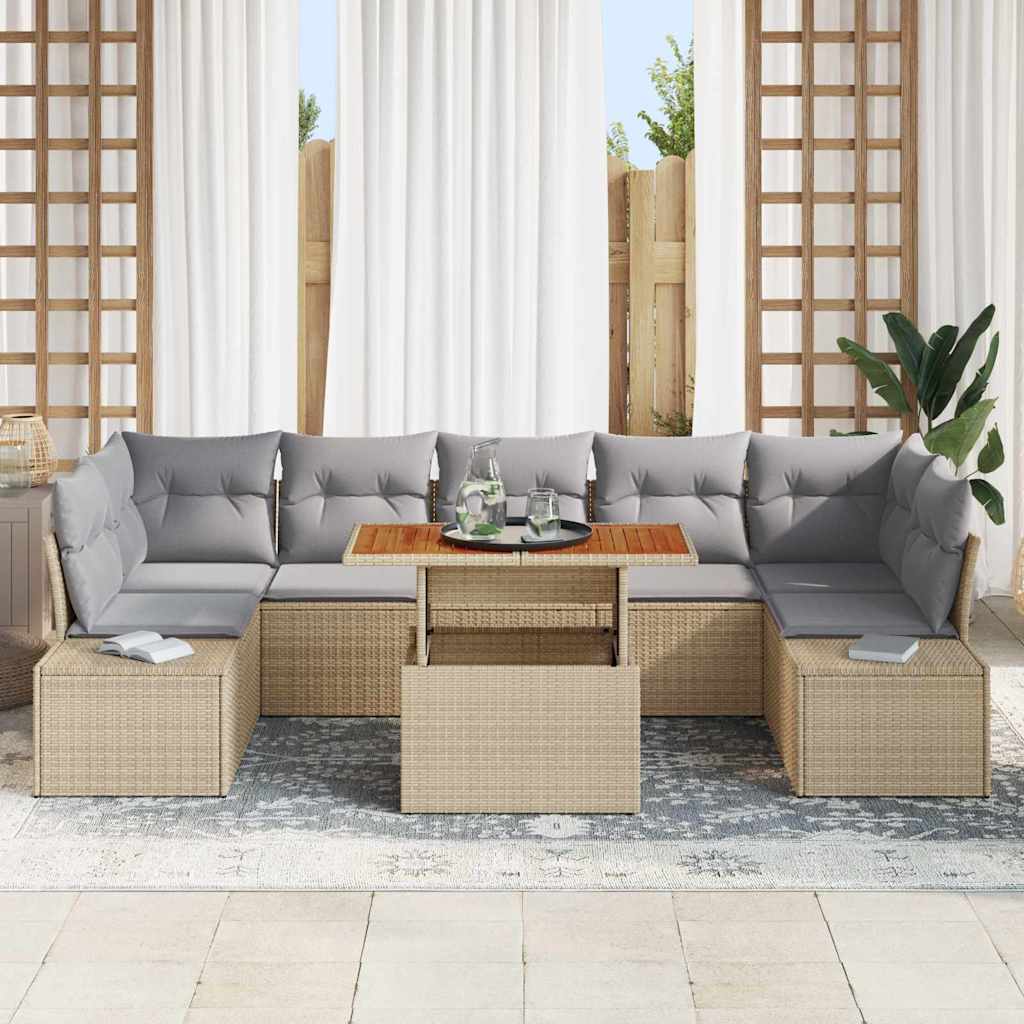 Ensemble de canapé de jardin 8 pcs Beige Poly rotin - XIOS