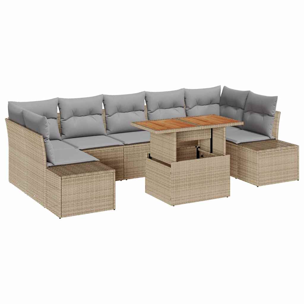 Ensemble de canapé de jardin 8 pcs Beige Poly rotin - XIOS