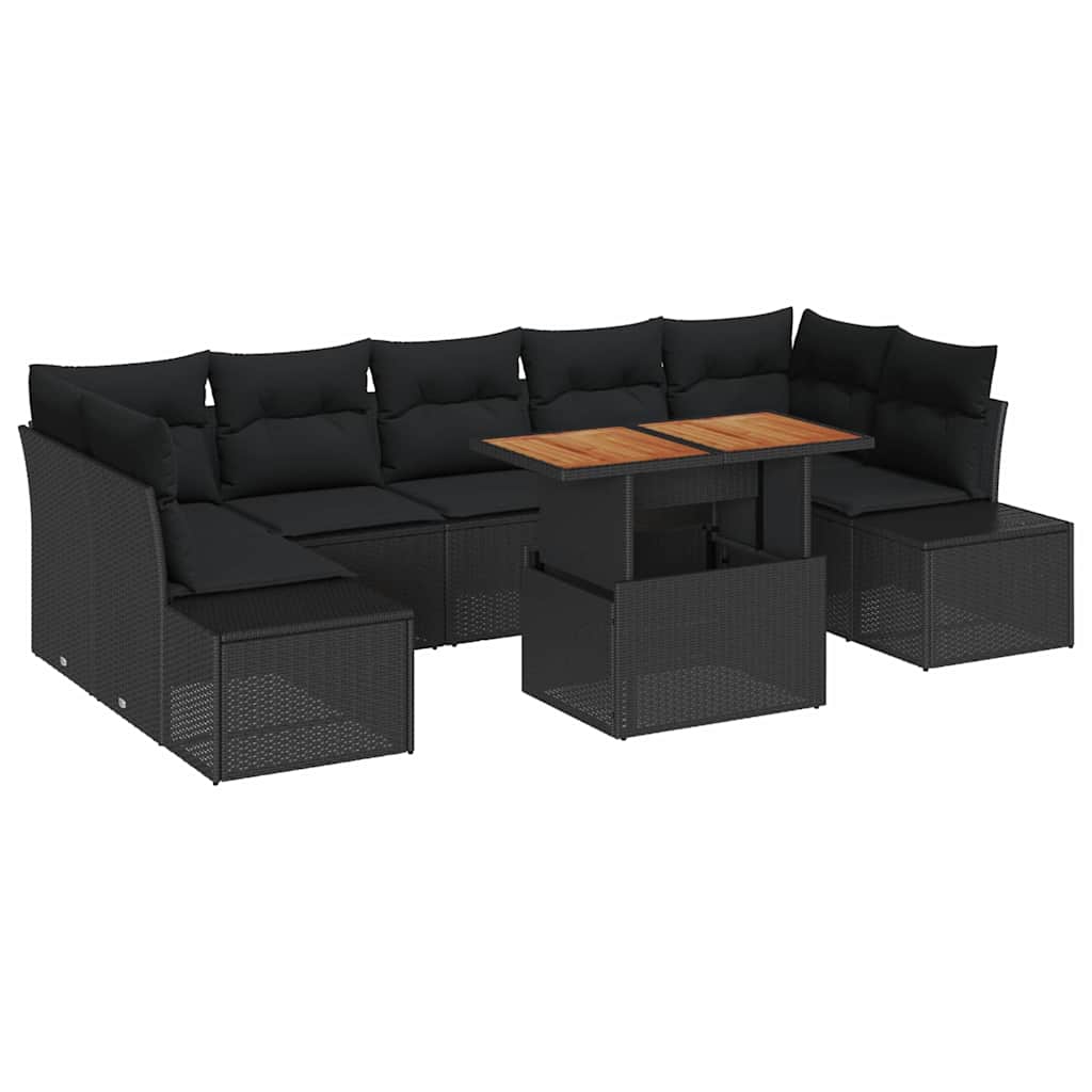 Ensemble de canapé de jardin 8 pcs Noir Poly rotin - XIOS