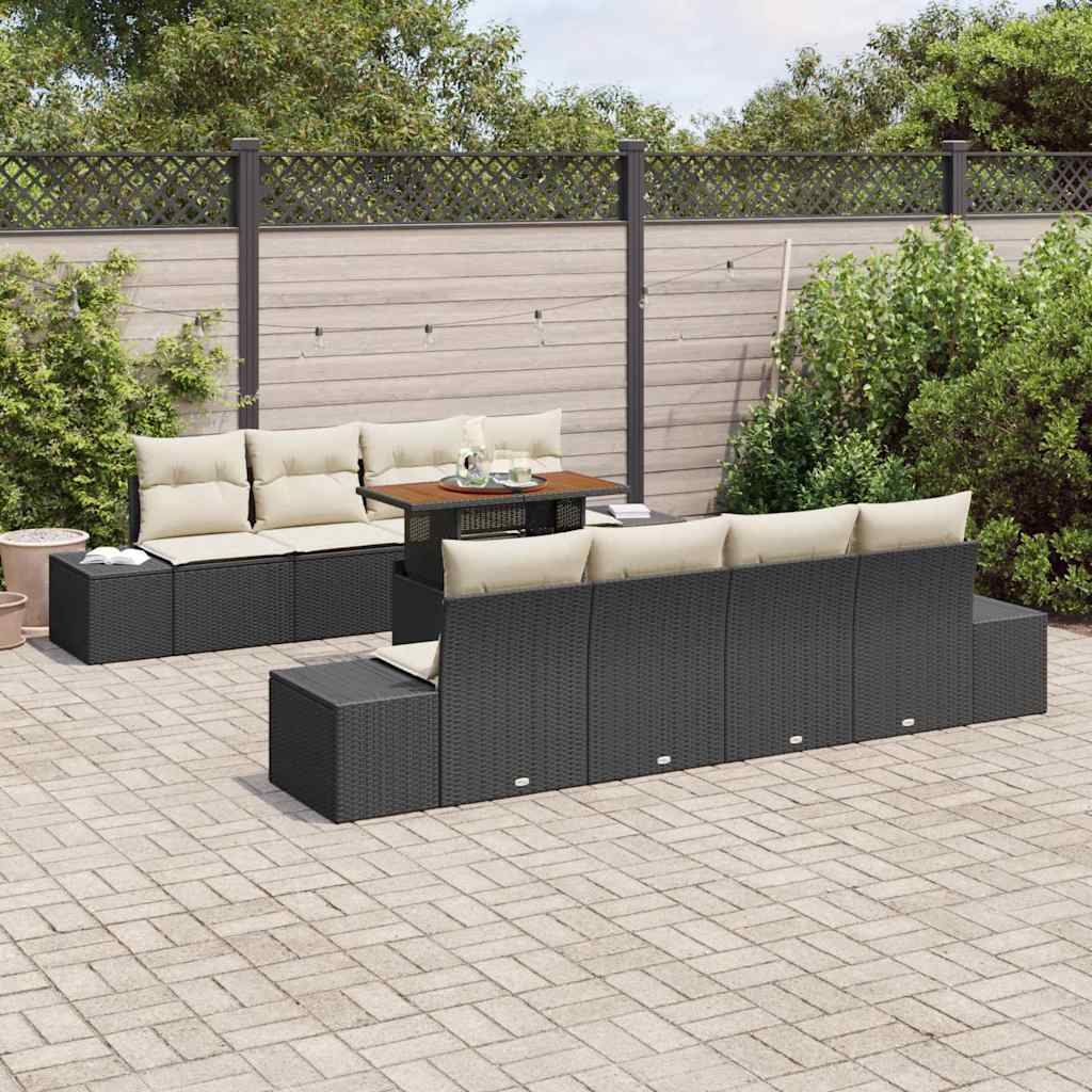 Ensemble de canapé de jardin 9 pcs Noir Poly rotin - XIOS
