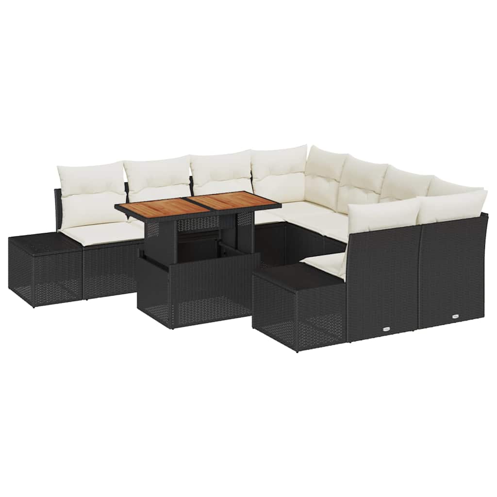 Ensemble de canapé de jardin 9 pcs Noir Poly rotin - XIOS