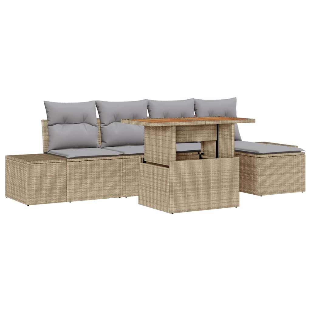 Ensemble de canapé de jardin 6 pcs Beige Poly rotin - XIOS