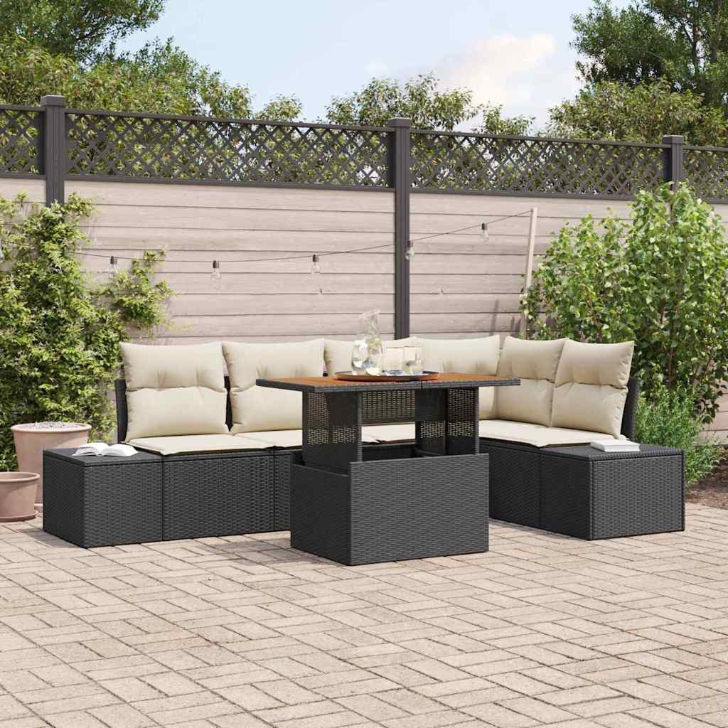 Ensemble de canapé de jardin 6 pcs Noir Poly rotin - XIOS