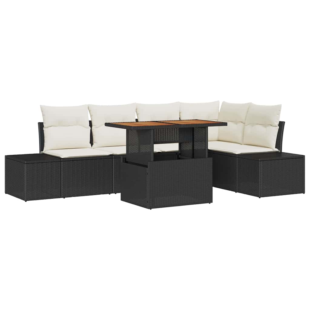 Ensemble de canapé de jardin 6 pcs Noir Poly rotin - XIOS