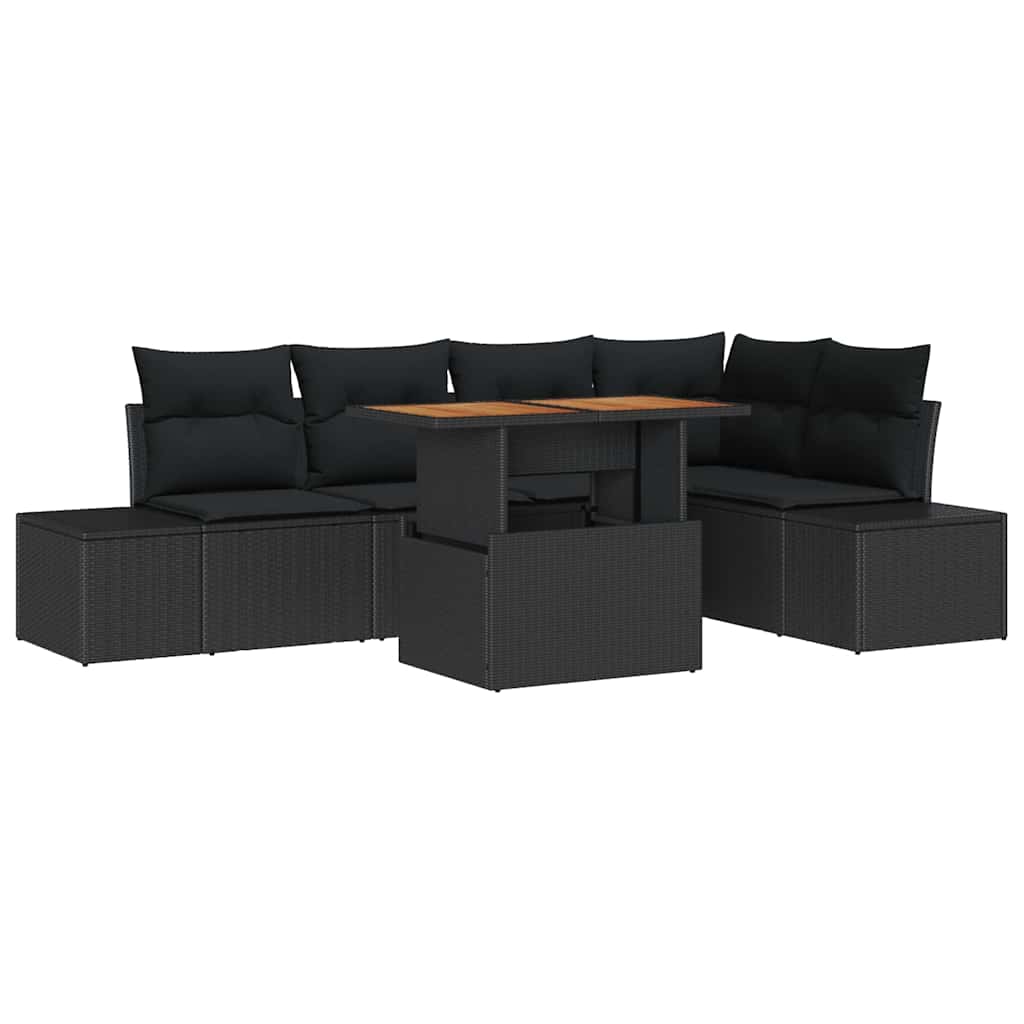 Ensemble de canapé de jardin 6 pcs Noir Poly rotin - XIOS