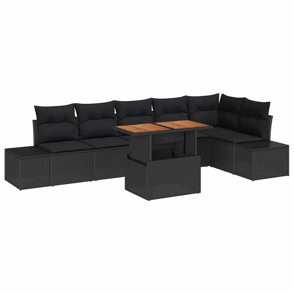 Ensemble de canapé de jardin 7 pcs Noir Poly rotin - XIOS