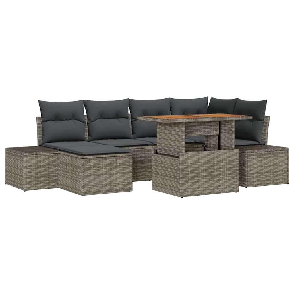 Ensemble de canapé de jardin 7 pc Gris Poly rotin