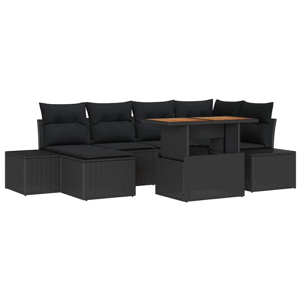 Ensemble de canapé de jardin 7 pcs Noir Poly rotin - XIOS