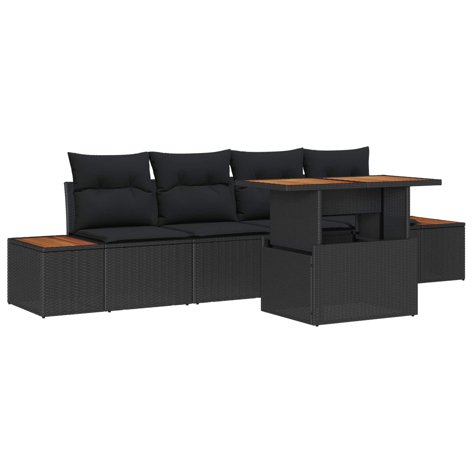 Ensemble de canapé de jardin 5 pcs Noir Poly rotin - XIOS