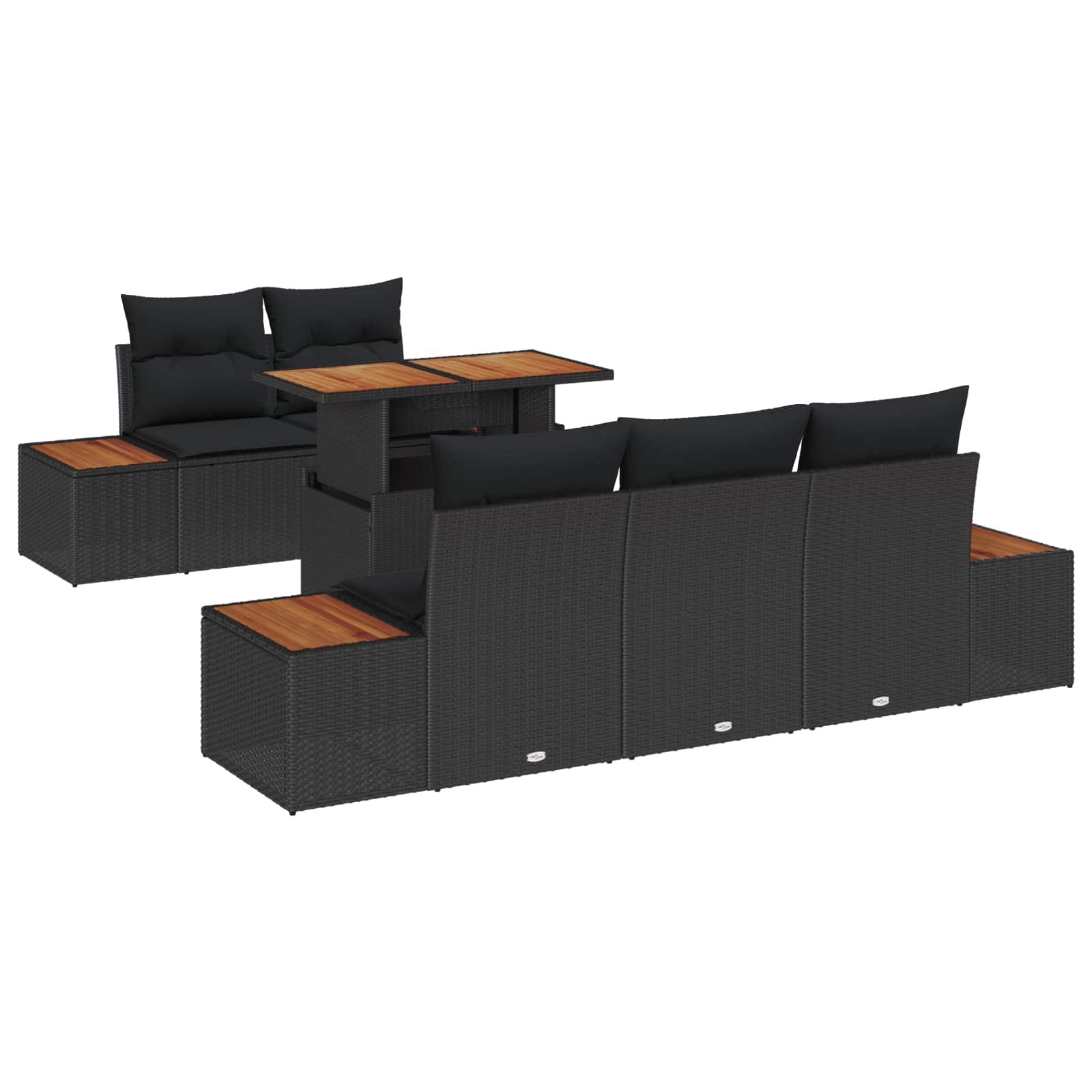 Ensemble de canapé de jardin 6 pcs Noir Poly rotin - XIOS
