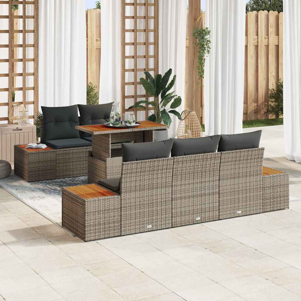 Ensemble de canapé de jardin 6 pcs Gris Poly rotin - XIOS