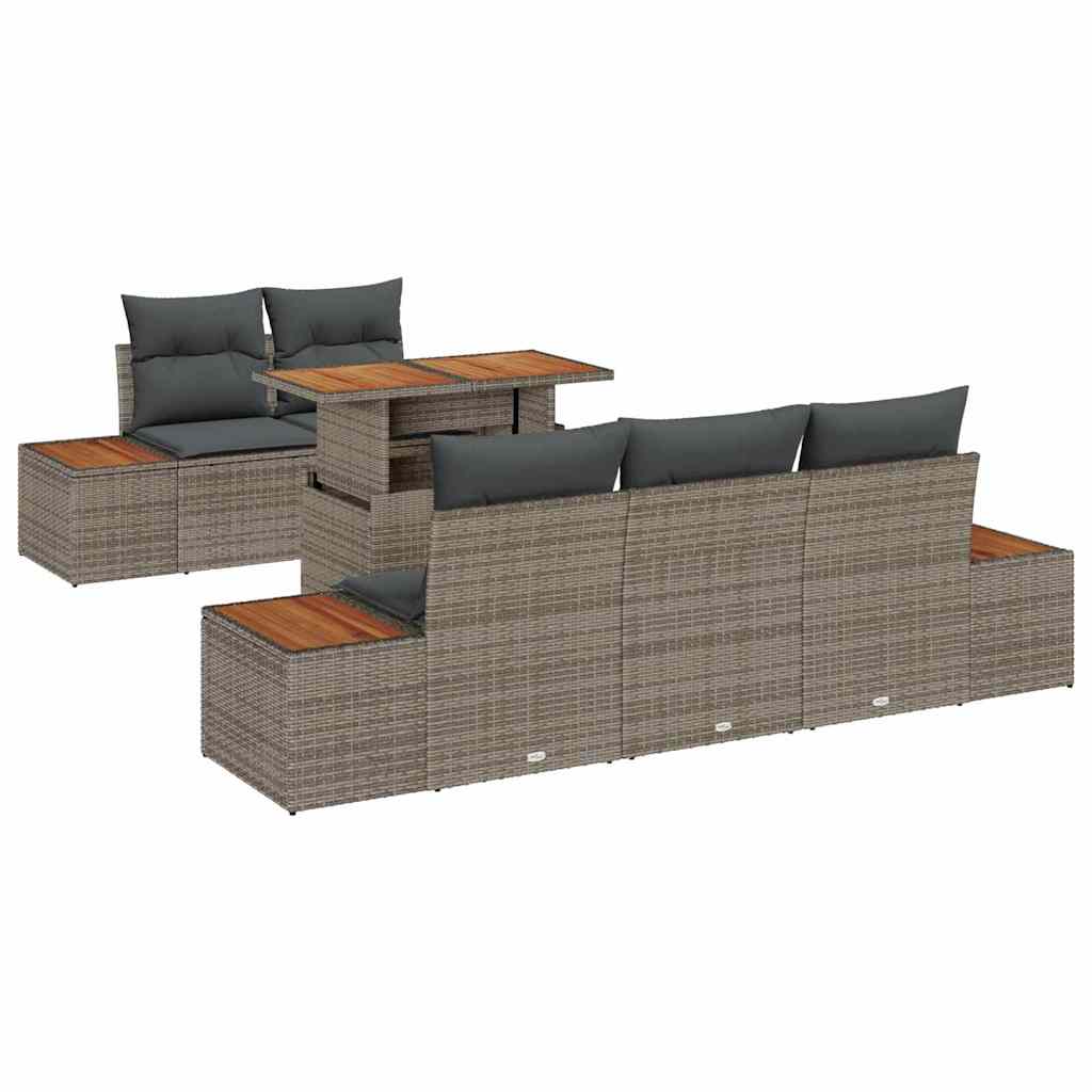 Ensemble de canapé de jardin 6 pcs Gris Poly rotin - XIOS