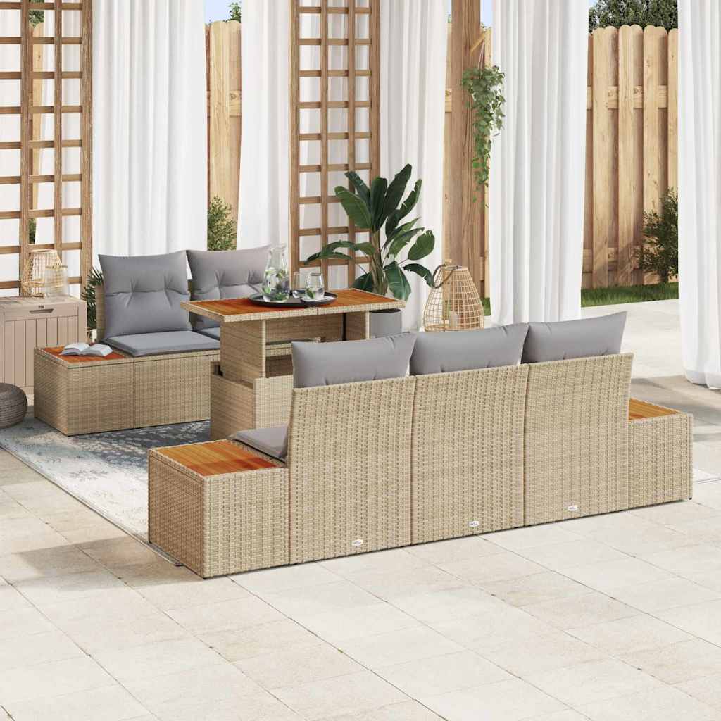 Ensemble de canapé de jardin 6 pcs Beige Poly rotin - XIOS