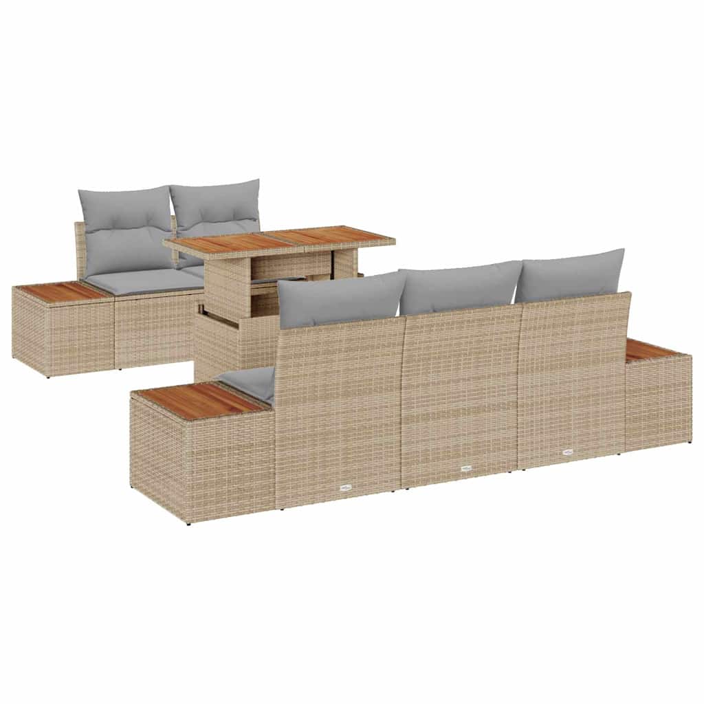 Ensemble de canapé de jardin 6 pcs Beige Poly rotin - XIOS
