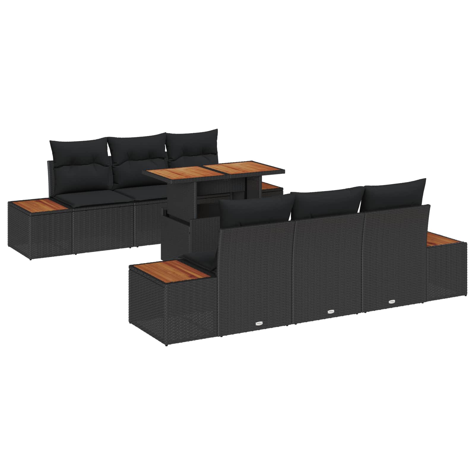 Ensemble de canapé de jardin 7 pcs Noir Poly rotin - XIOS