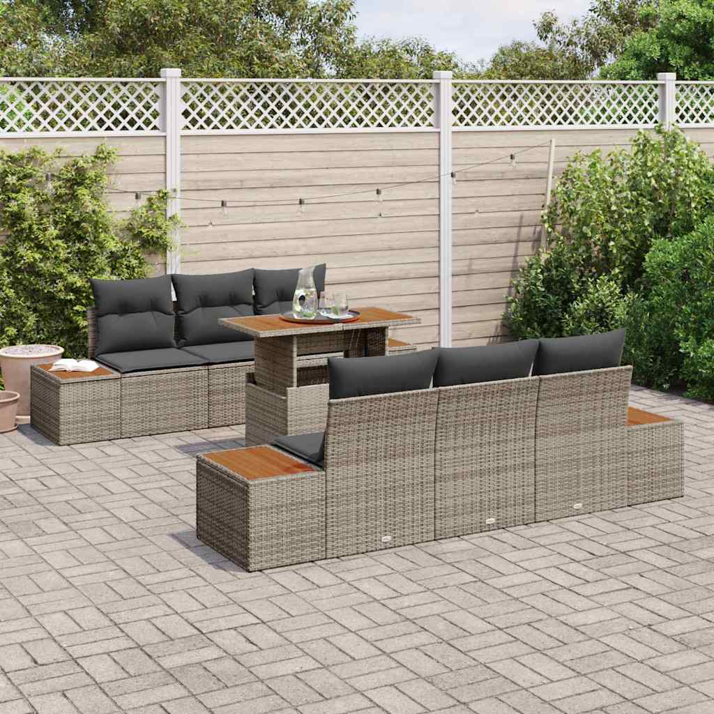 Ensemble de canapé de jardin 7 pcs Gris Poly rotin - XIOS