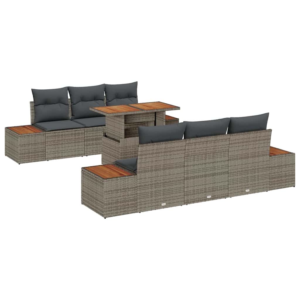 Ensemble de canapé de jardin 7 pcs Gris Poly rotin - XIOS
