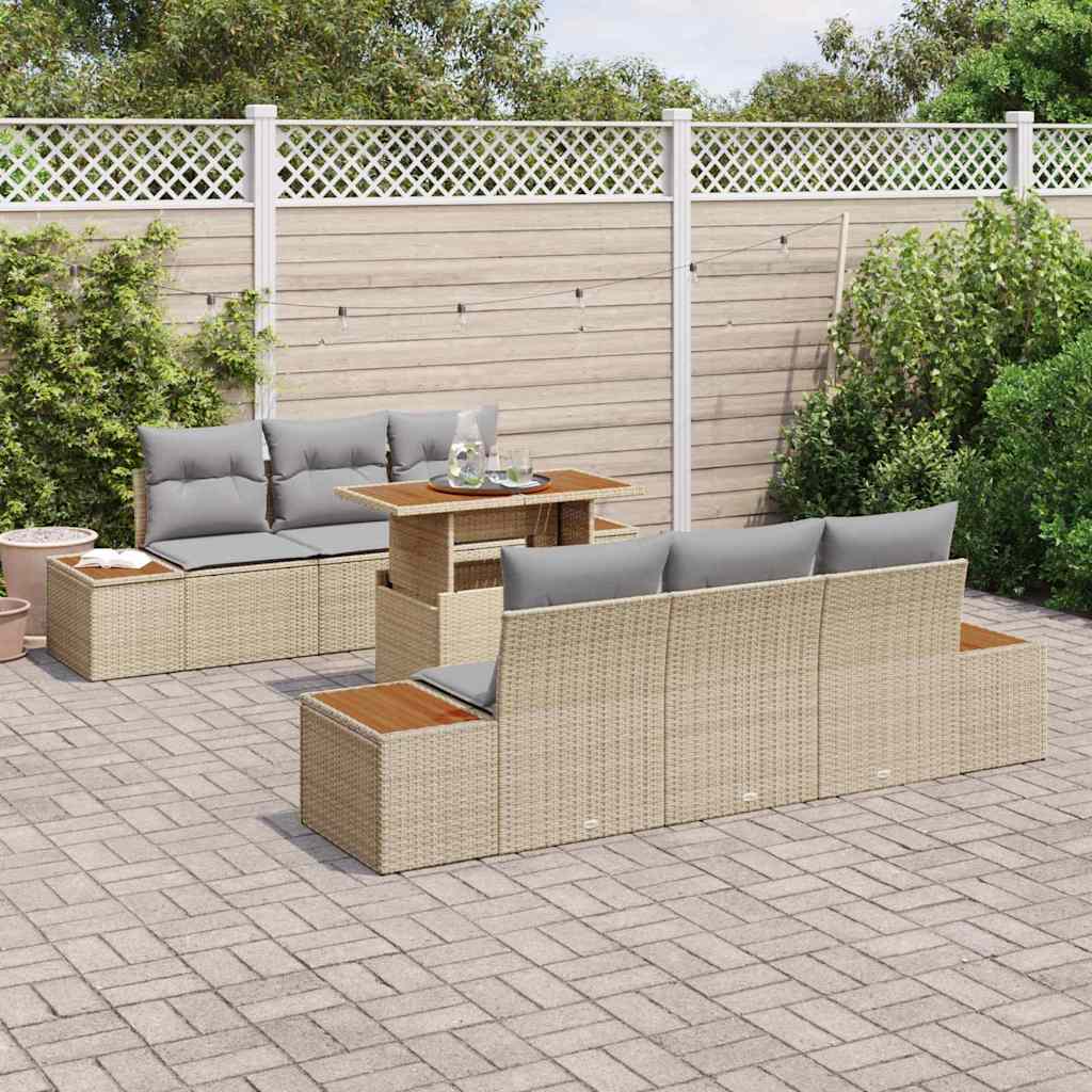 Ensemble de canapé de jardin 7 pcs Beige Poly rotin - XIOS