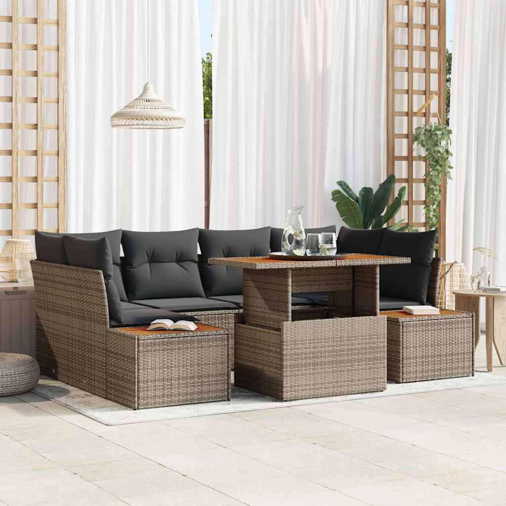 Ensemble de canapé de jardin 7 pcs Gris Poly rotin - XIOS