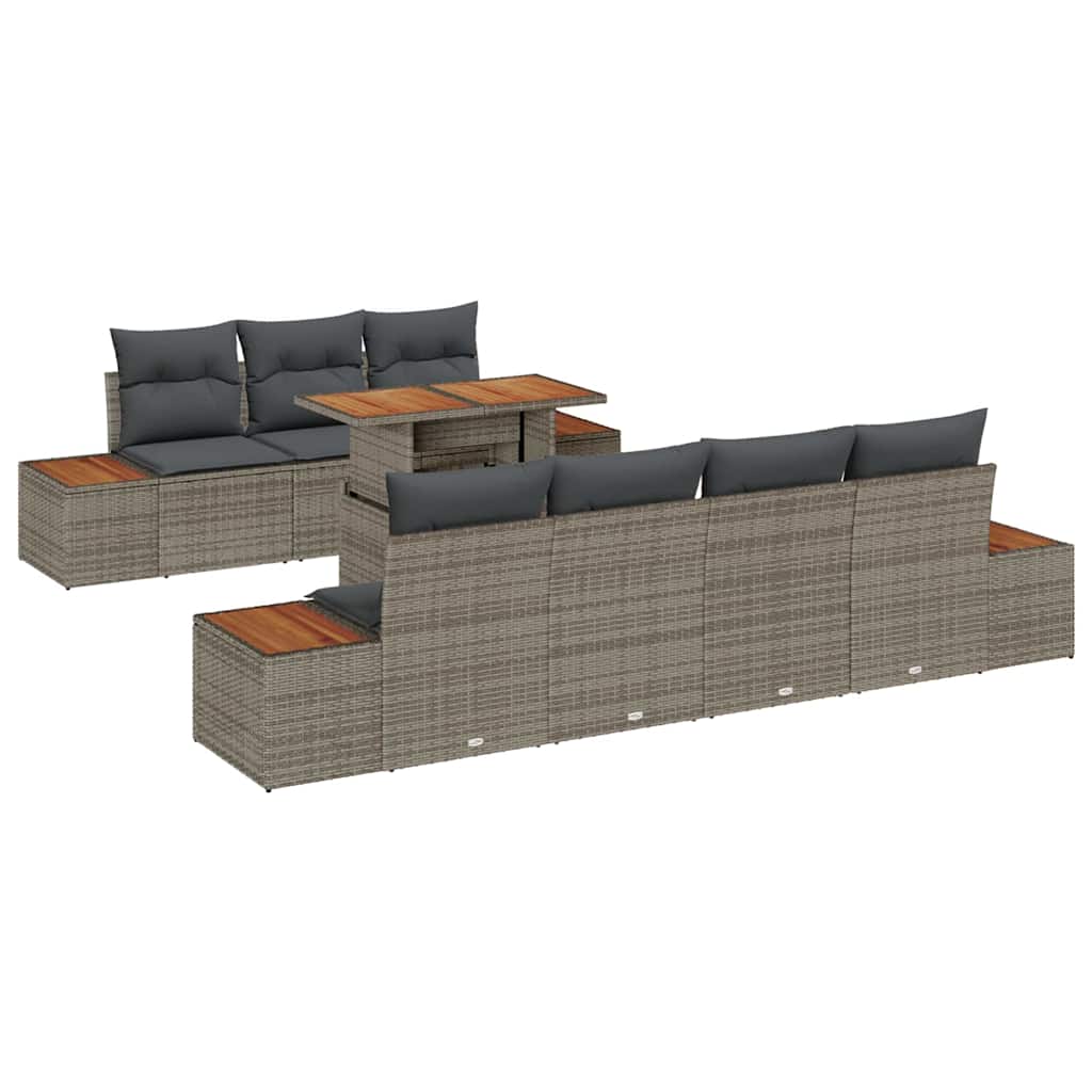 Ensemble de canapé de jardin 8 pcs Gris Poly rotin - XIOS