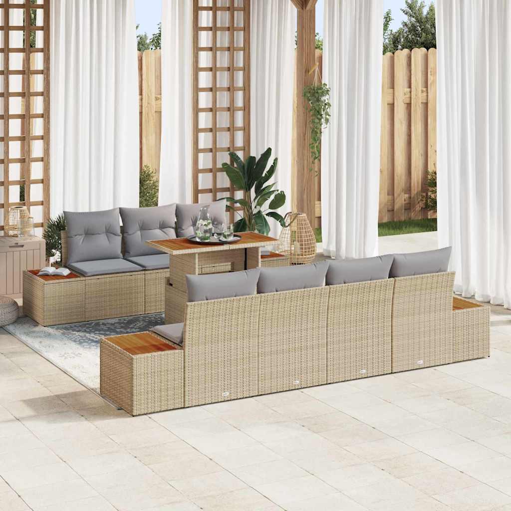Ensemble de canapé de jardin 8 pcs Beige Poly rotin - XIOS