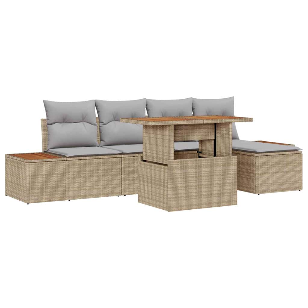 Ensemble de canapé de jardin 6 pcs Beige Poly rotin - XIOS