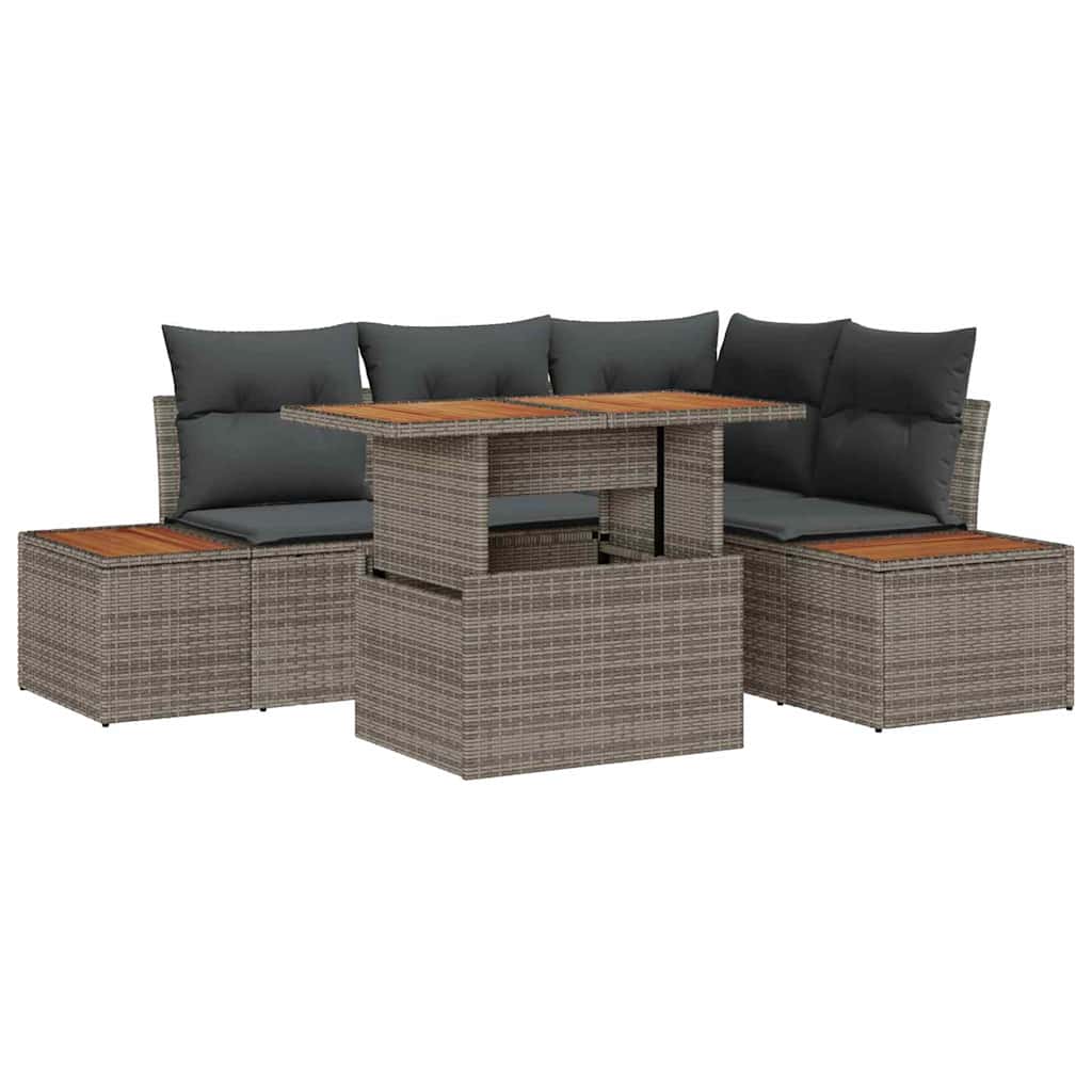 Ensemble de canapé de jardin 5 pcs Gris Poly rotin - XIOS