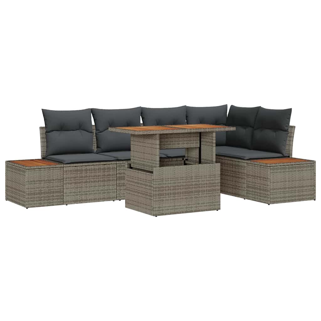 Ensemble de canapé de jardin 6 pc Gris Poly rotin