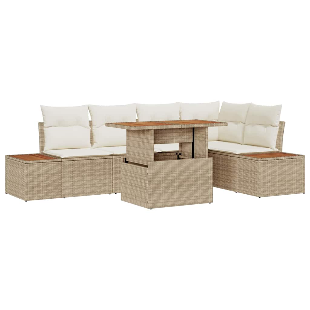 Ensemble de canapé de jardin 6 pc Beige Poly rotin