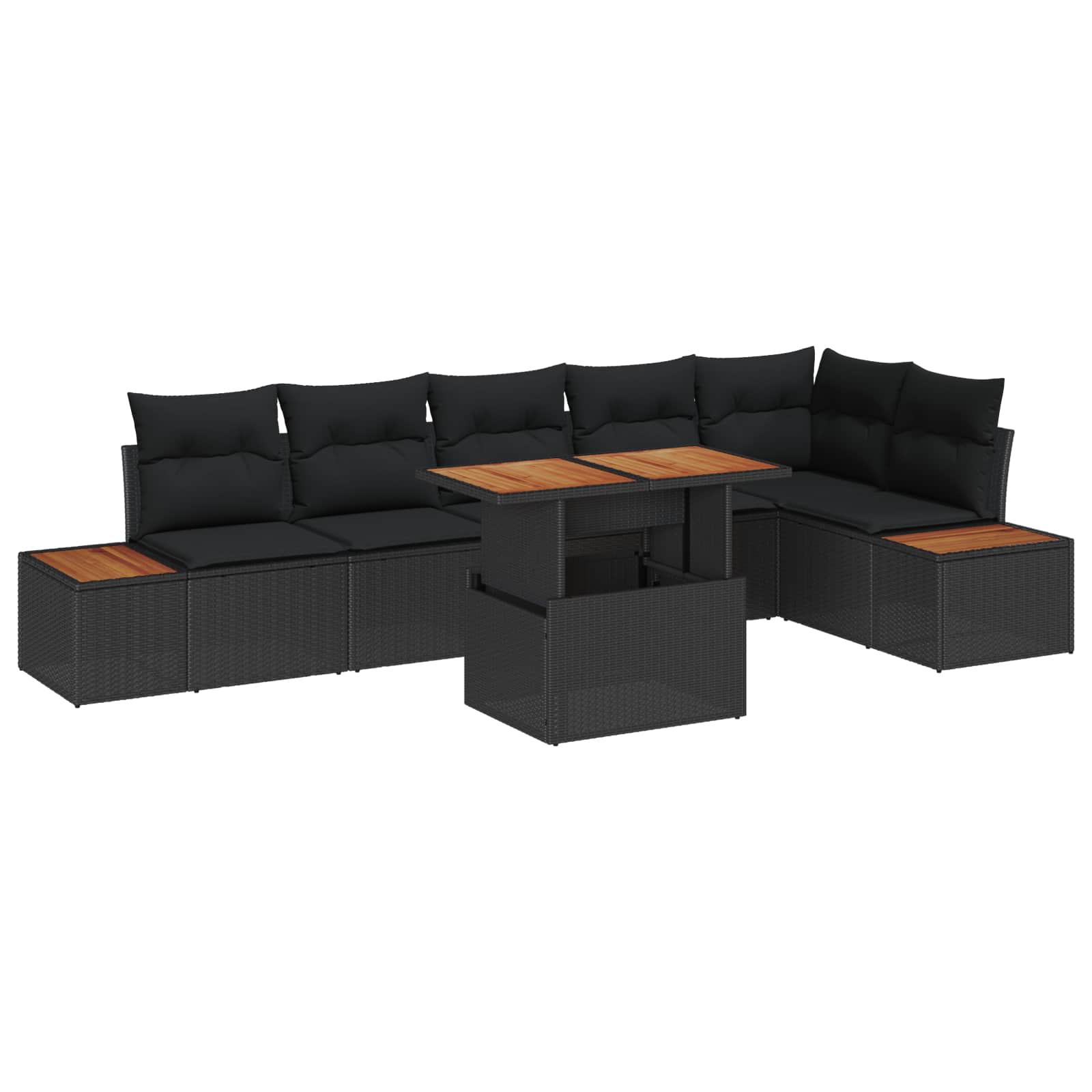 Ensemble de canapé de jardin 7 pcs Noir Poly rotin - XIOS