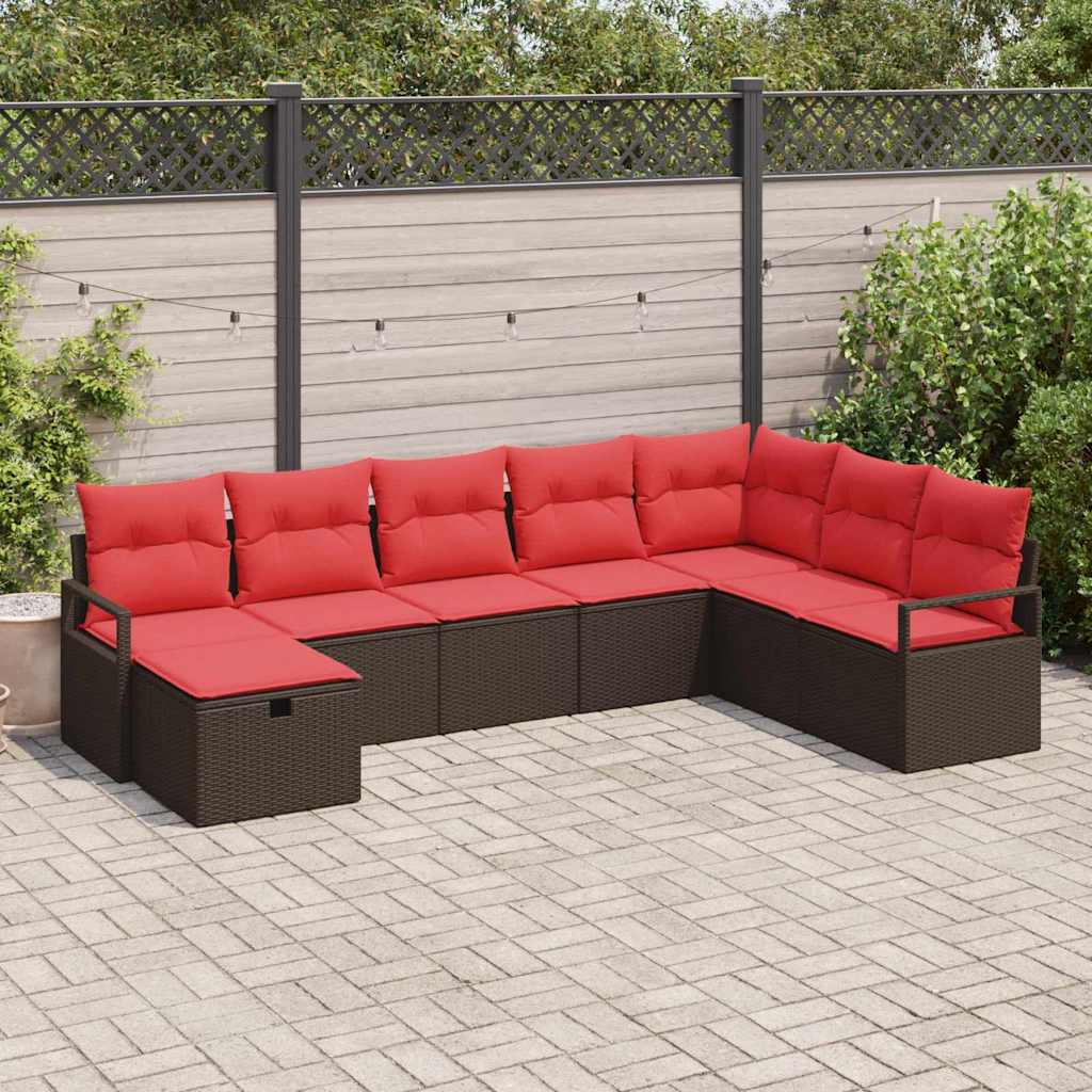 Ensemble de Canapés avec coussin 8 pcs Marron polyrotin - XIOS